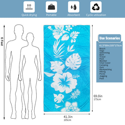 Large Oversized Beach Towel,Swimming Pool Towel Quick Dry, Soft Absorbent, Multifunctional Towel—White Leaves