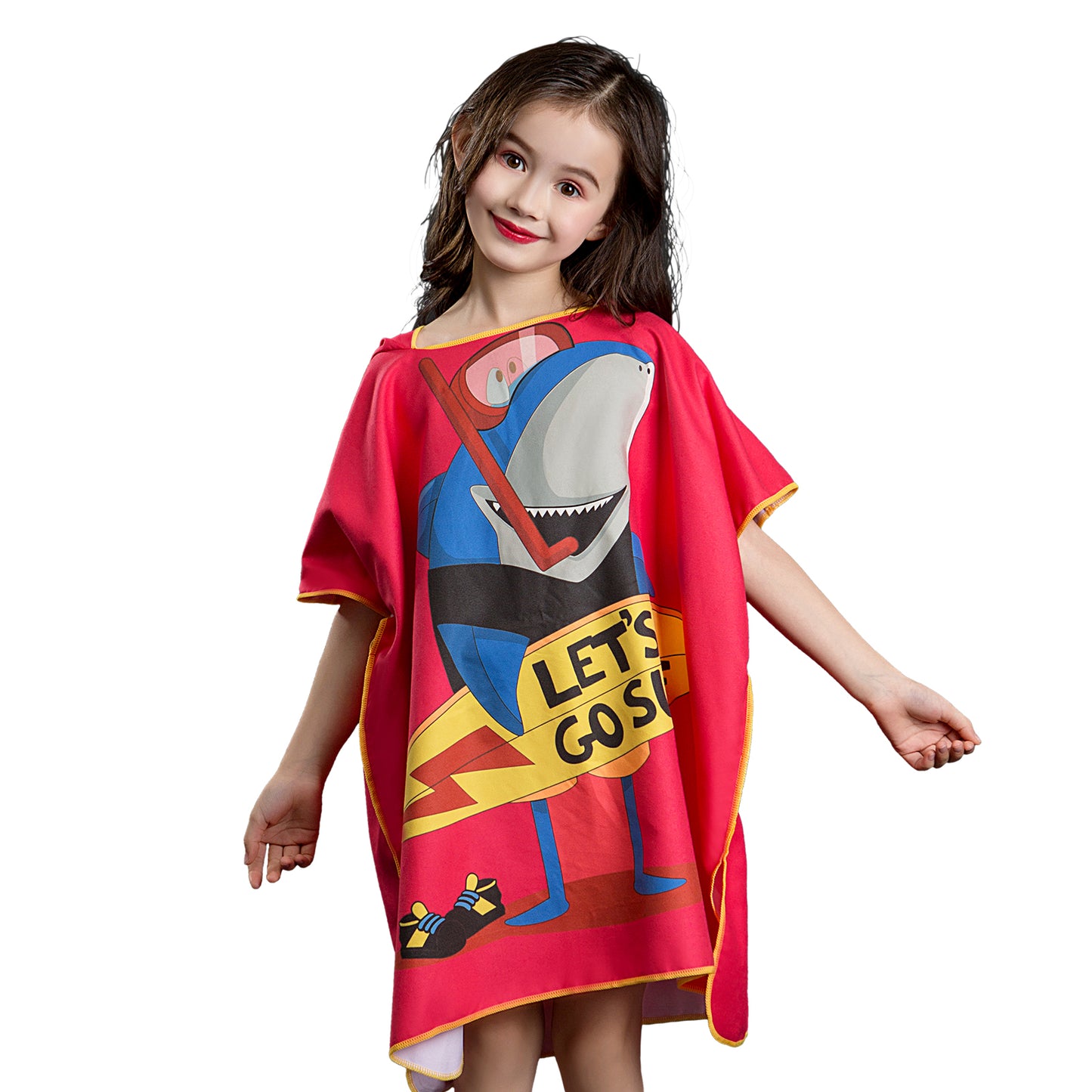 Microfiber kids poncho animals printing hooded towel children changing robe water absorption quick-drying sand-free for swimming pool seasiede beach water park