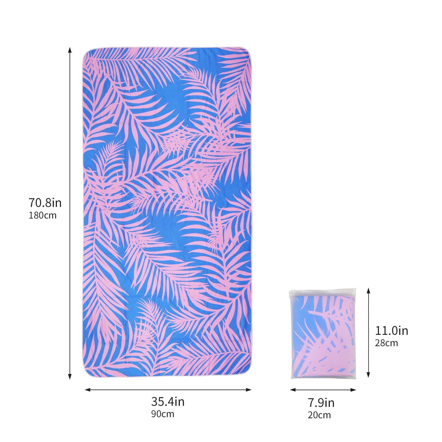 Large Oversized Beach Towel,Swimming Pool Towel Quick Dry, Soft Absorbent, Multifunctional Towel—Palm Leaves