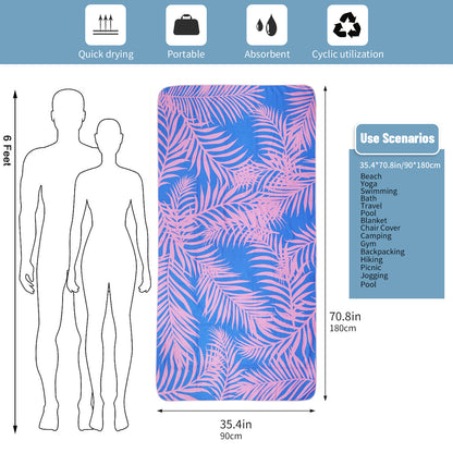 Large Oversized Beach Towel,Swimming Pool Towel Quick Dry, Soft Absorbent, Multifunctional Towel—Palm Leaves