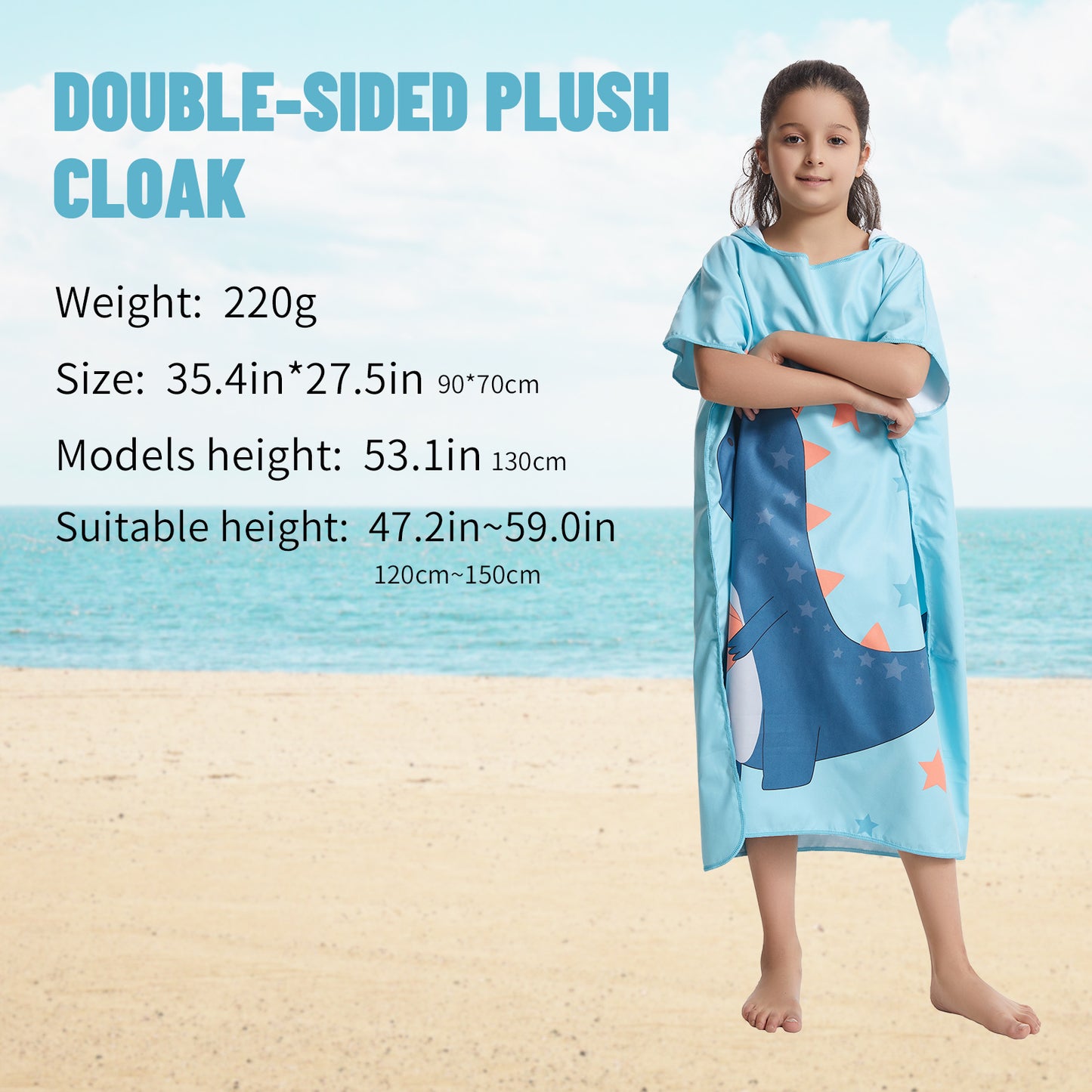 Microfiber kids poncho animals printing hooded towel children changing robe water absorption quick-drying sand-free for swimming pool seasiede beach water park