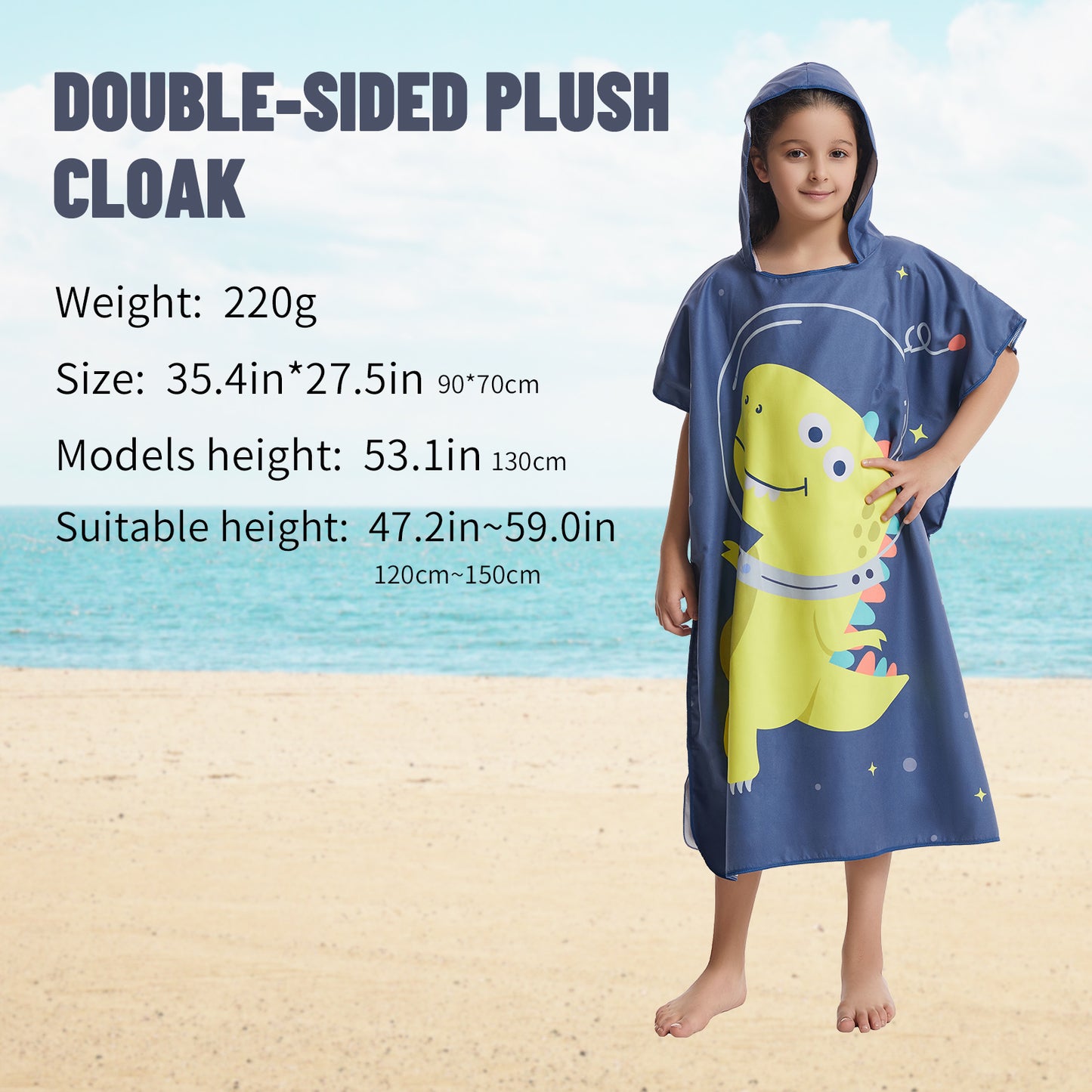 Microfiber kids poncho animals printing hooded towel children changing robe water absorption quick-drying sand-free for swimming pool seasiede beach water park