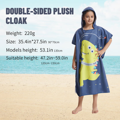Microfiber kids poncho animals printing hooded towel children changing robe water absorption quick-drying sand-free for swimming pool seasiede beach water park