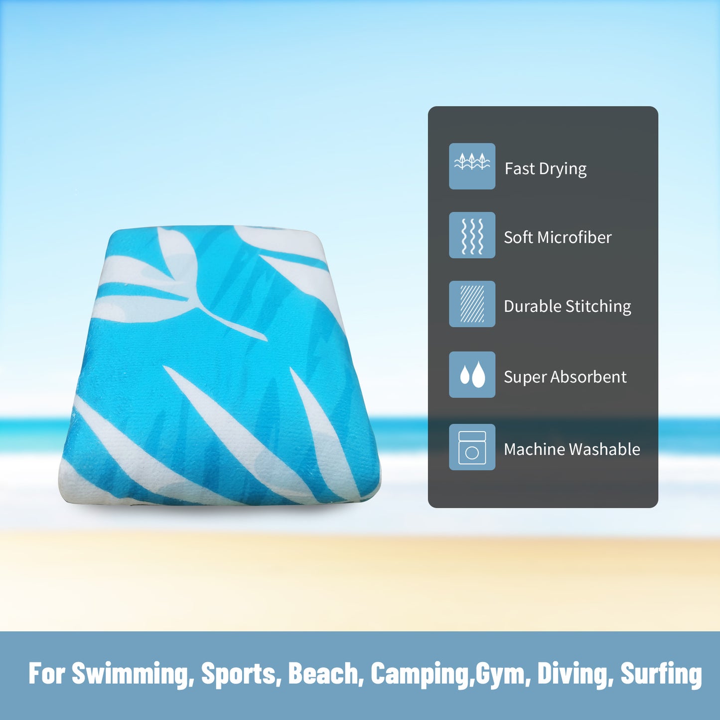 Large Oversized Beach Towel,Swimming Pool Towel Quick Dry, Soft Absorbent, Multifunctional Towel—White Leaves