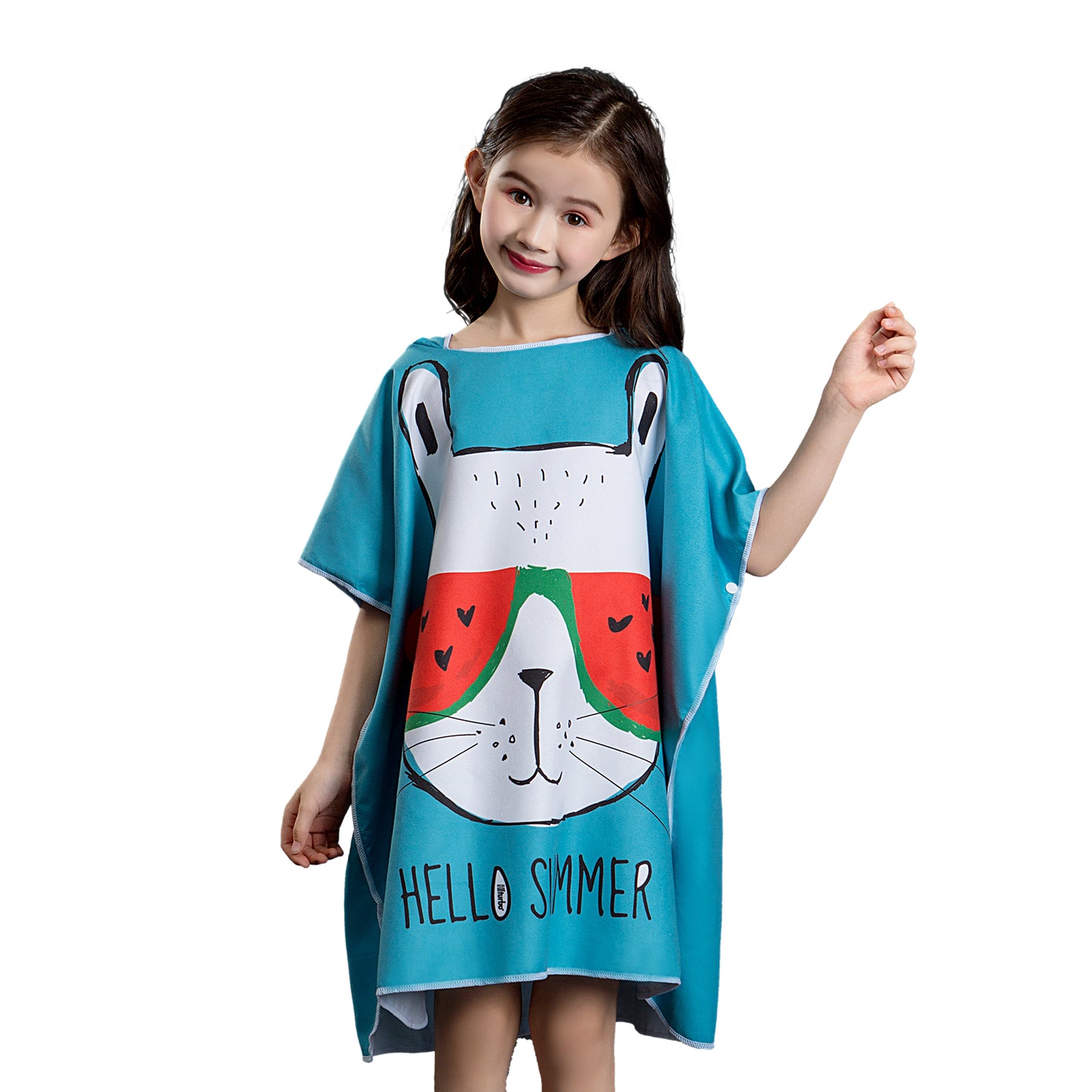 Microfiber kids poncho animals printing hooded towel children changing robe water absorption quick-drying sand-free for swimming pool seasiede beach water park