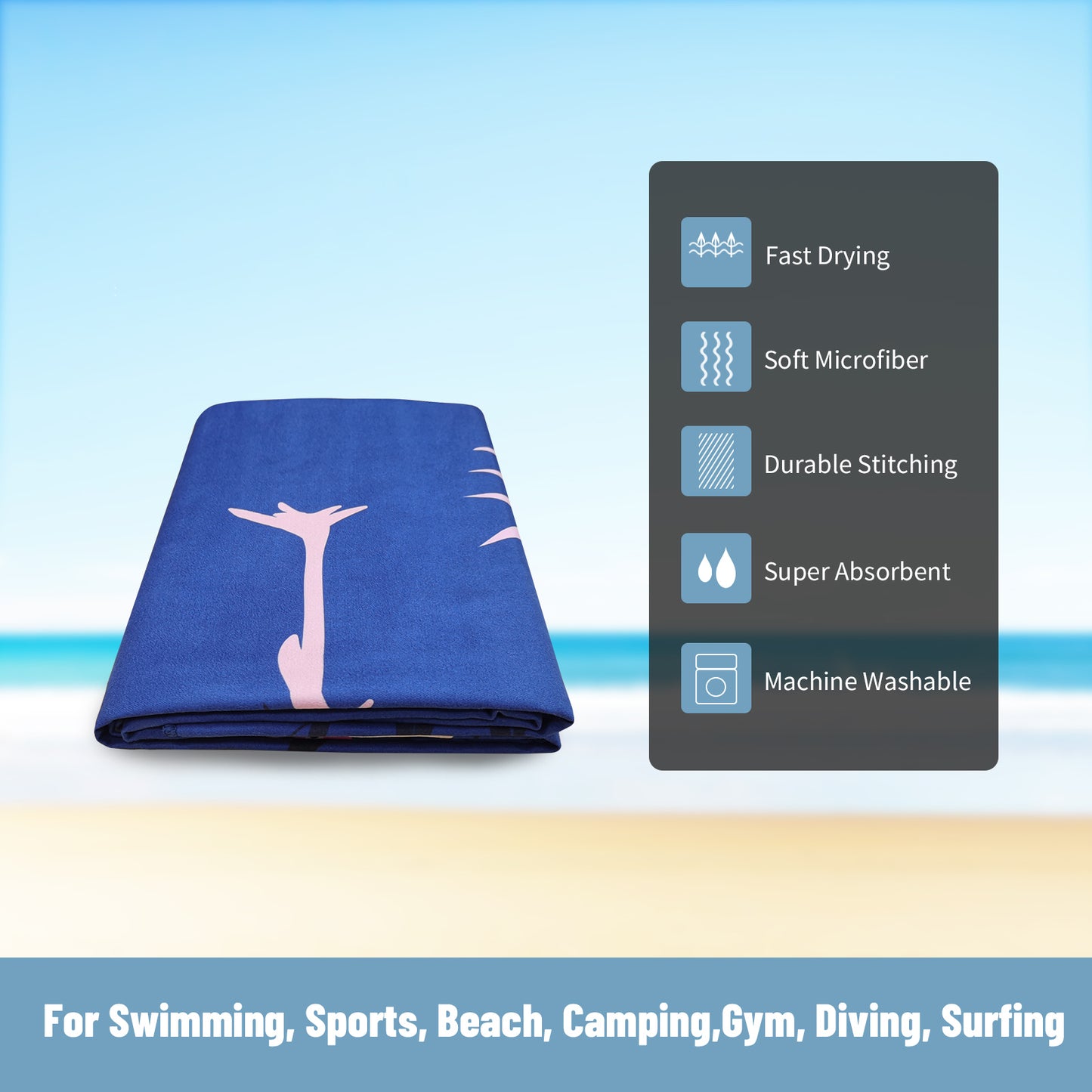 Large Oversized Beach Towel,Swimming Pool Towel Quick Dry, Soft Absorbent, Multifunctional Towel—Flamingo