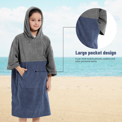 Kids Changing Towel Robe,Hooded Absorbent Surf Poncho Swimming Bathrobe for Beach,Bathing,Surfing,Indoor & Outdoor Activities