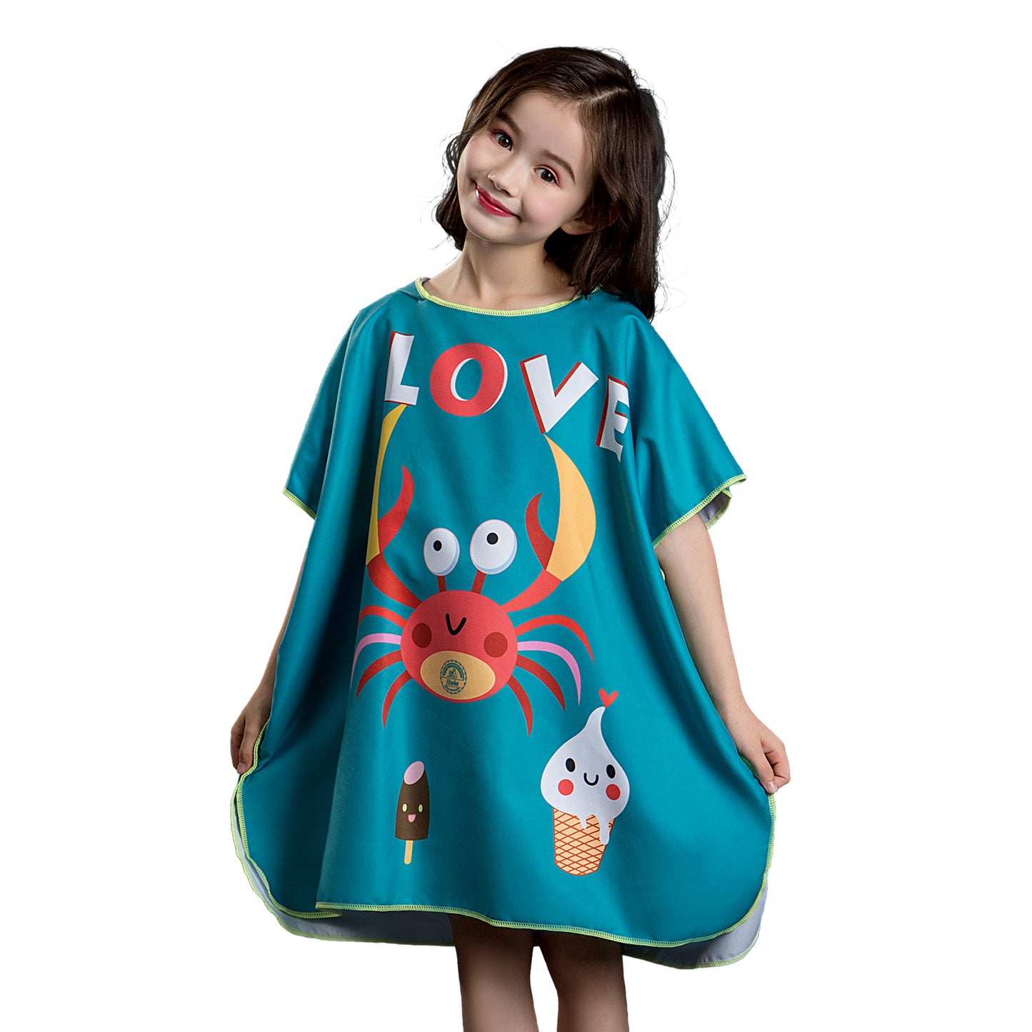 Microfiber kids poncho animals printing hooded towel children changing robe water absorption quick-drying sand-free for swimming pool seasiede beach water park