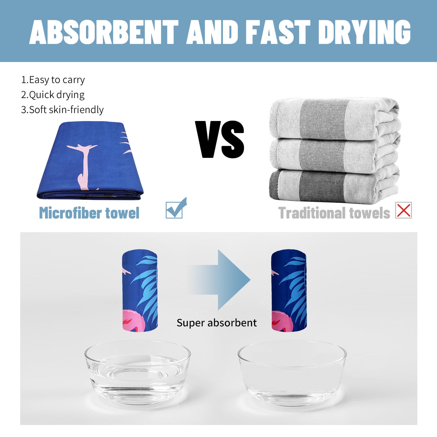 Large Oversized Beach Towel,Swimming Pool Towel Quick Dry, Soft Absorbent, Multifunctional Towel—Flamingo