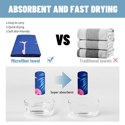 Large Oversized Beach Towel,Swimming Pool Towel Quick Dry, Soft Absorbent, Multifunctional Towel—Flamingo