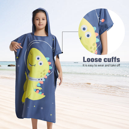 Microfiber kids poncho animals printing hooded towel children changing robe water absorption quick-drying sand-free for swimming pool seasiede beach water park