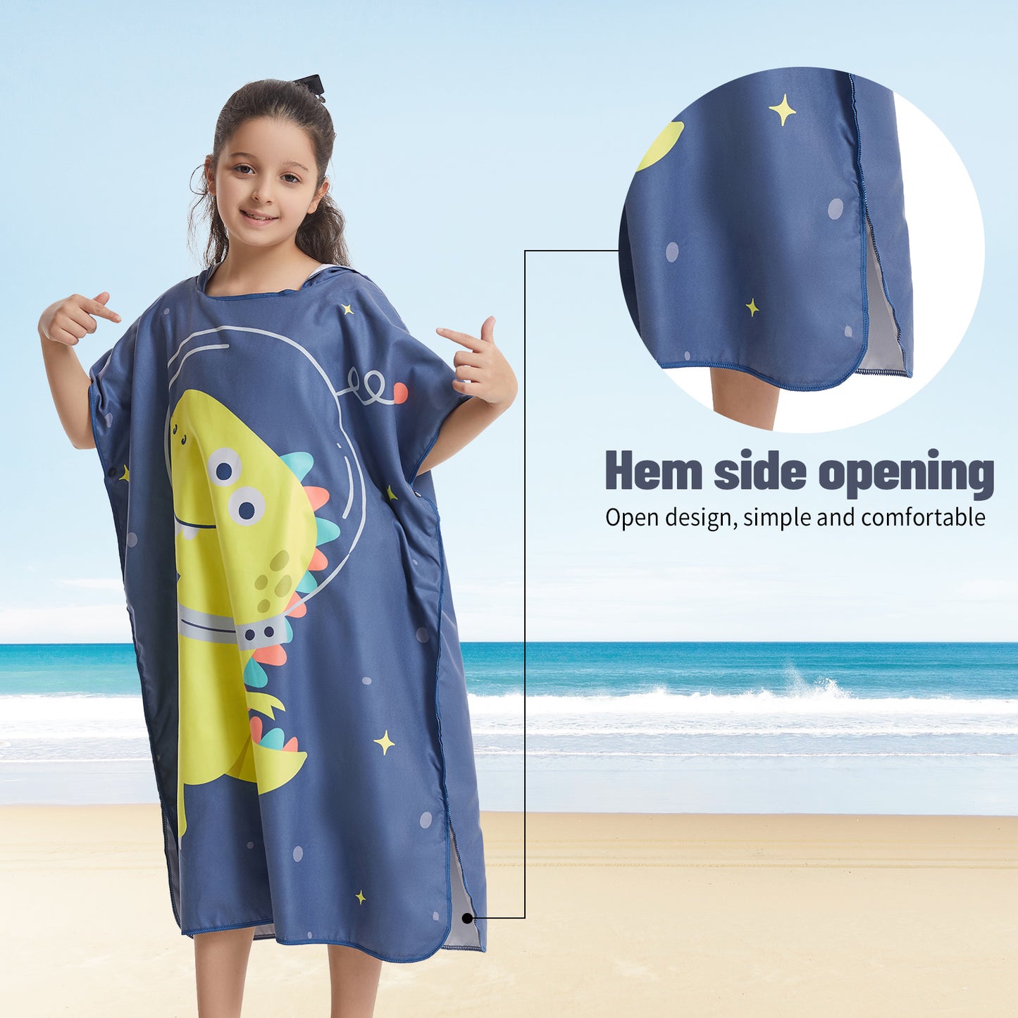 Microfiber kids poncho animals printing hooded towel children changing robe water absorption quick-drying sand-free for swimming pool seasiede beach water park