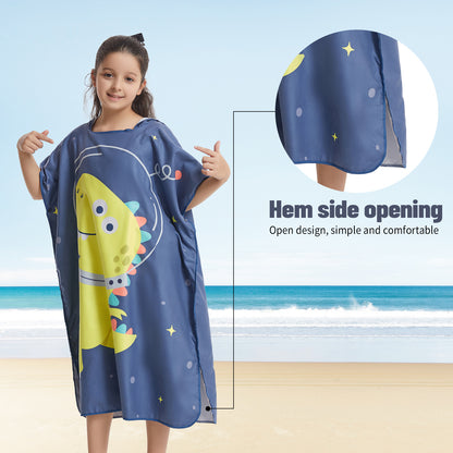 Microfiber kids poncho animals printing hooded towel children changing robe water absorption quick-drying sand-free for swimming pool seasiede beach water park