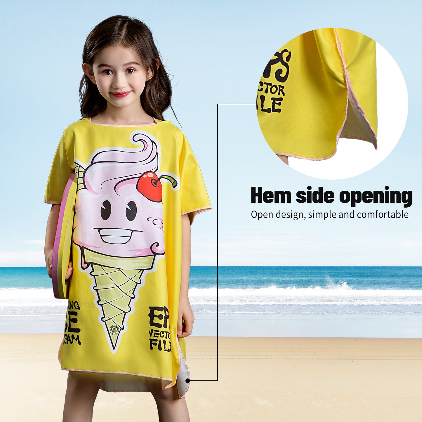 Microfiber kids poncho animals printing hooded towel children changing robe water absorption quick-drying sand-free for swimming pool seasiede beach water park