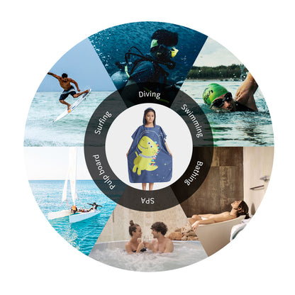 Microfiber kids poncho animals printing hooded towel children changing robe water absorption quick-drying sand-free for swimming pool seasiede beach water park