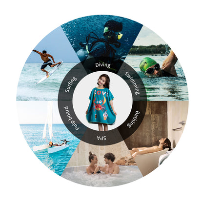 Microfiber kids poncho animals printing hooded towel children changing robe water absorption quick-drying sand-free for swimming pool seasiede beach water park