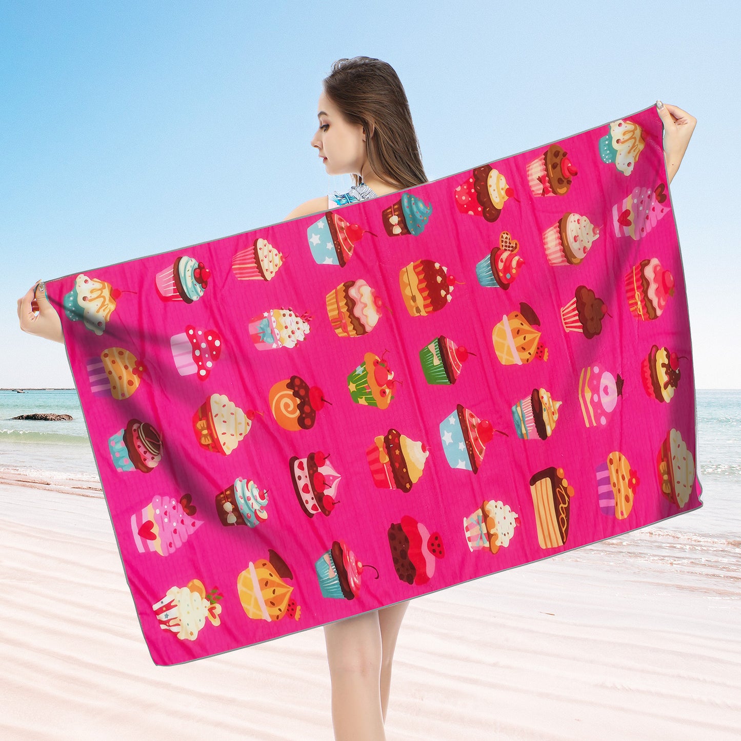 Large Oversized Beach Towel,Swimming Pool Towel Quick Dry, Soft Absorbent, Multifunctional Towel—Ice Cream