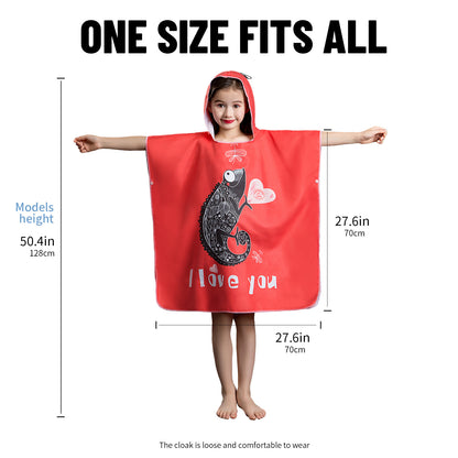 Microfiber kids poncho animals printing hooded towel children changing robe water absorption quick-drying sand-free for swimming pool seasiede beach water park