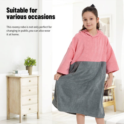 Kids Changing Towel Robe,Hooded Absorbent Surf Poncho Swimming Bathrobe for Beach,Bathing,Surfing,Indoor & Outdoor Activities